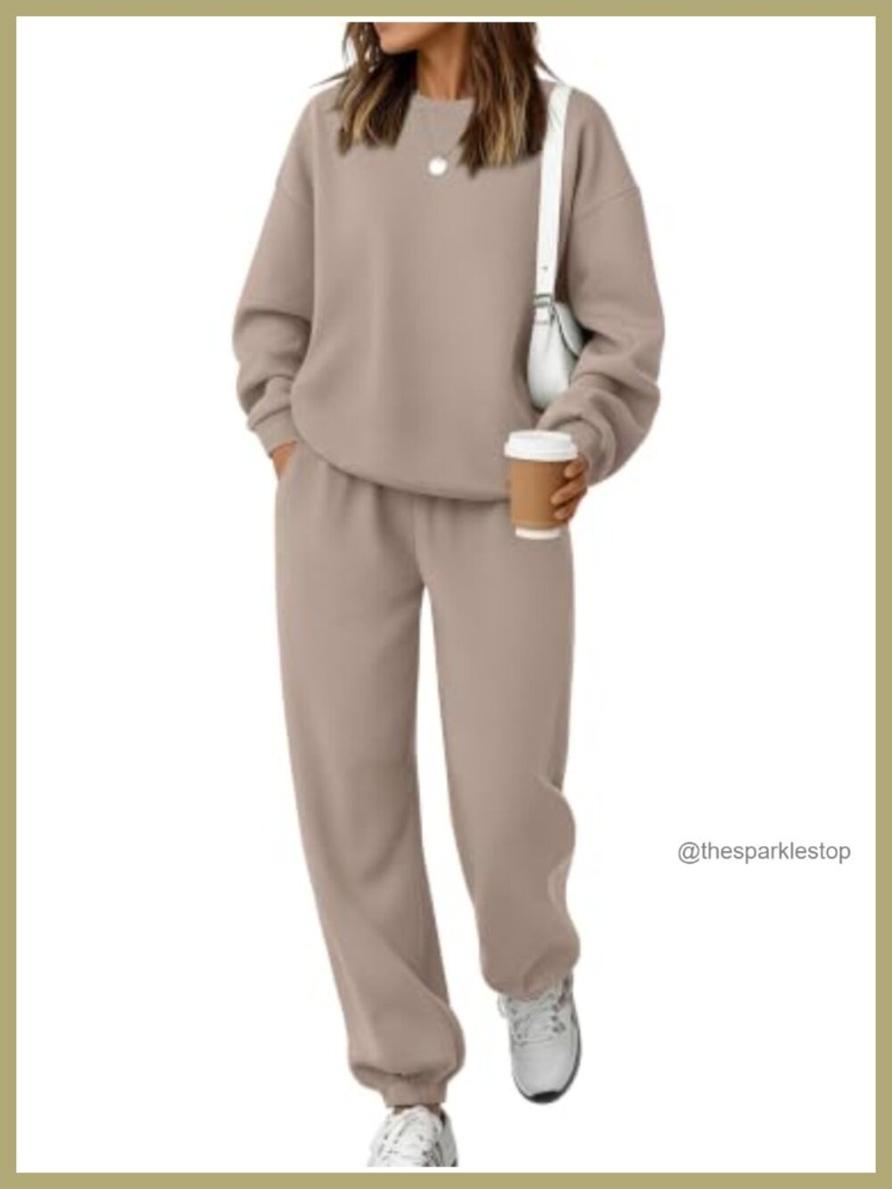 Womens 2 Piece Sweatsuit Set Fleece Lined Crewneck Pullover Drawstring Joggers